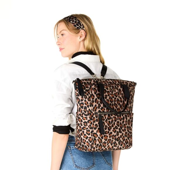 New Kate Spade Chelsea Spotted Leopard Large Convertible Backpack Brown Multi - Picture 5 of 6
